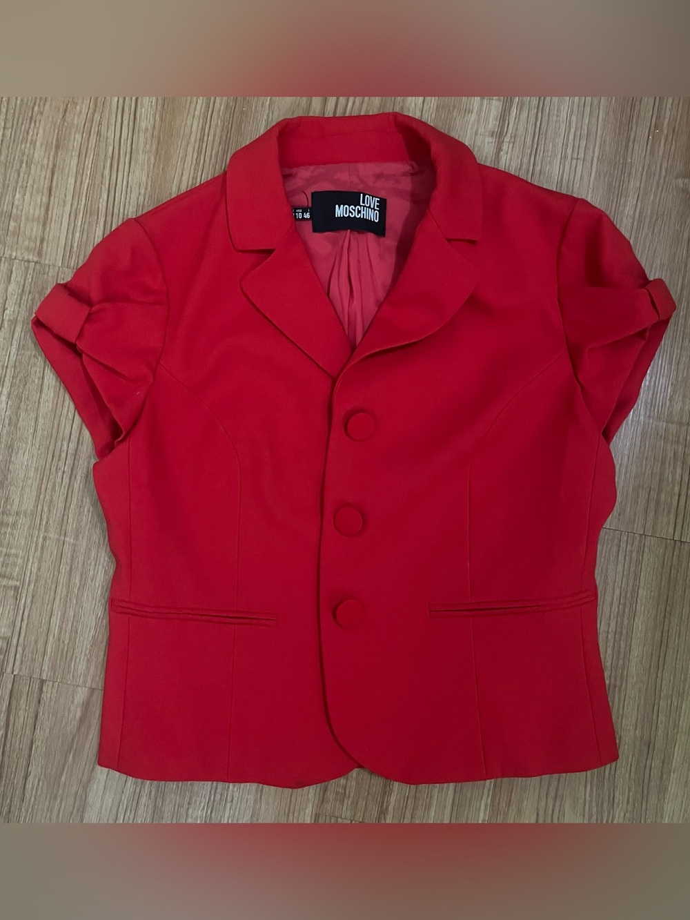 Love Moschino Vibrant Red Short Sleeve Button-Front Blazer